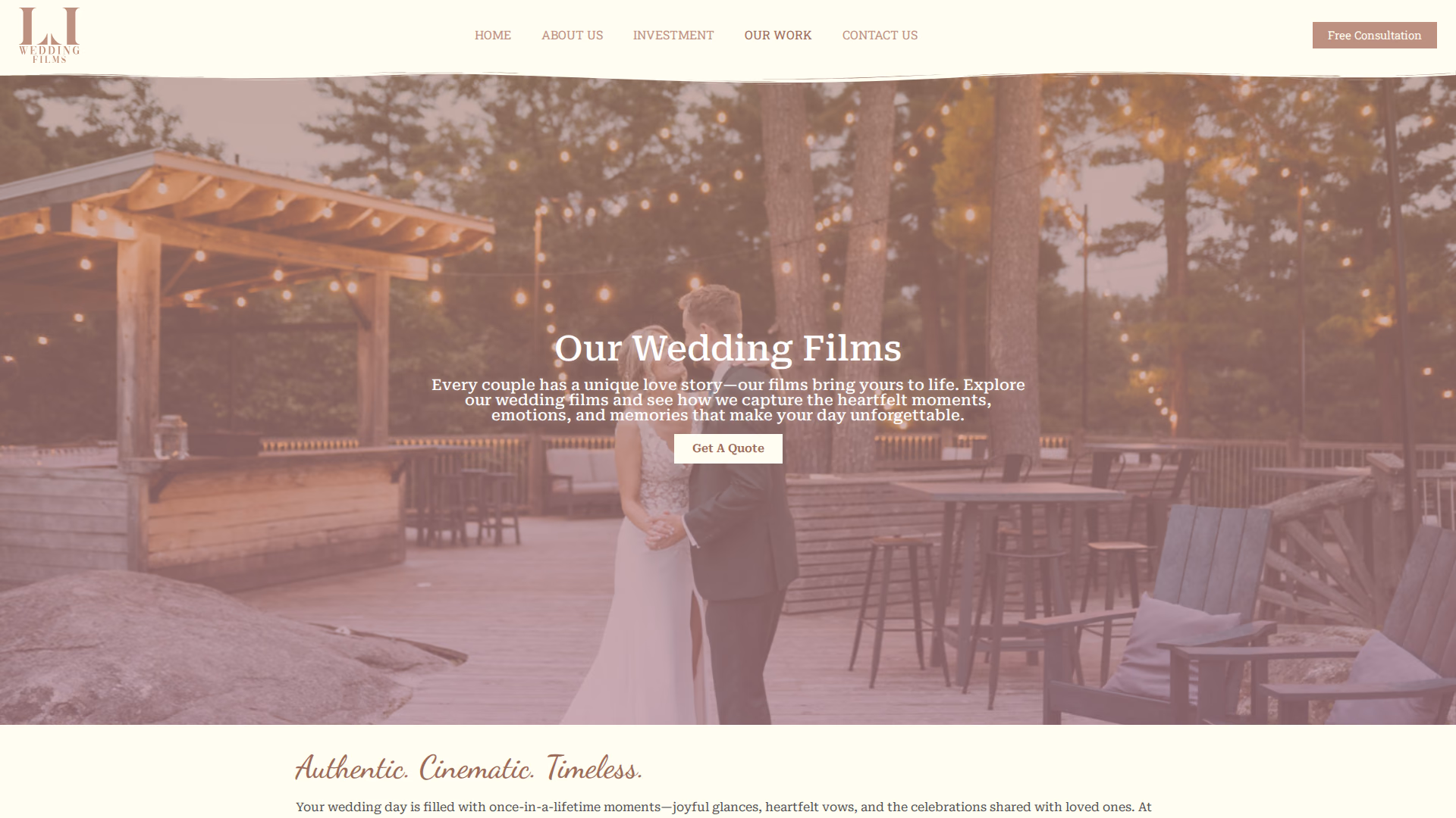 Love Letter Wedding Films our work page (desktop)